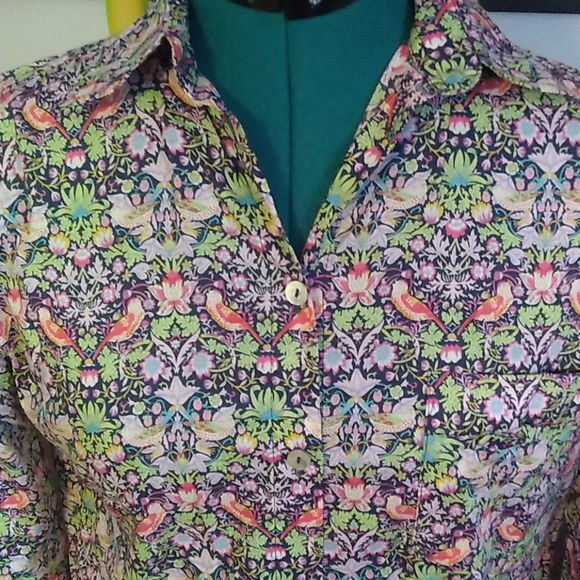 Liberty of London Tops - Linen Lawn Floral Bird Blouse